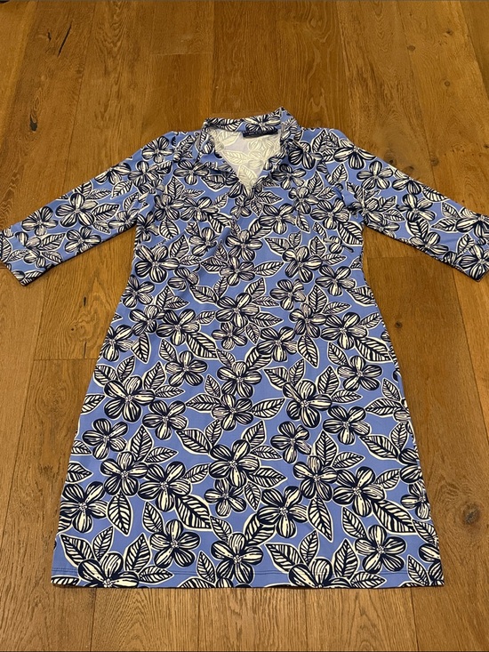 Katherine Way Dresses & Skirts - Katherine Way Tropical Blue Floral Polo Dress - L